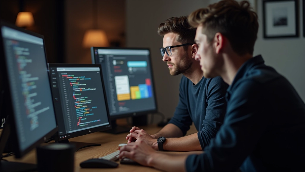 Webontwikkelingsteam dat CSS-frameworks bestudeert en samenwerkende ontwikkelaars
