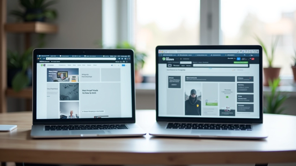 Twee laptops naast elkaar tonen verschillende responsive designs van dezelfde website op verschillende schermgroottes